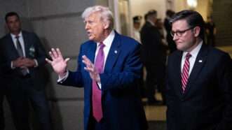 President Donald Trump speaking to the press | Tom Williams/CQ Roll Call/Newscom