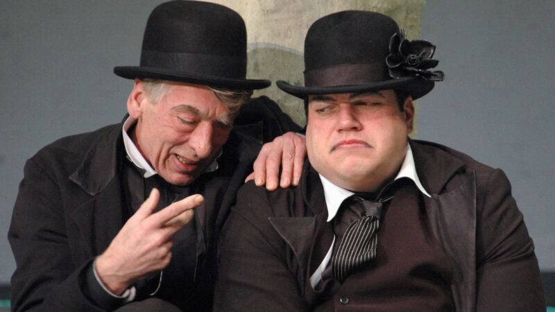 Two actors participate in a German production of the Samuel Beckett play 'Waiting for Godot.' | Markwaters | Dreamstime.com